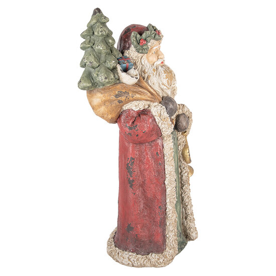 Clayre &amp; Eef | Kerstdecoratie Kerstman Rood Beige 35x28x83 cm | 5MG0091