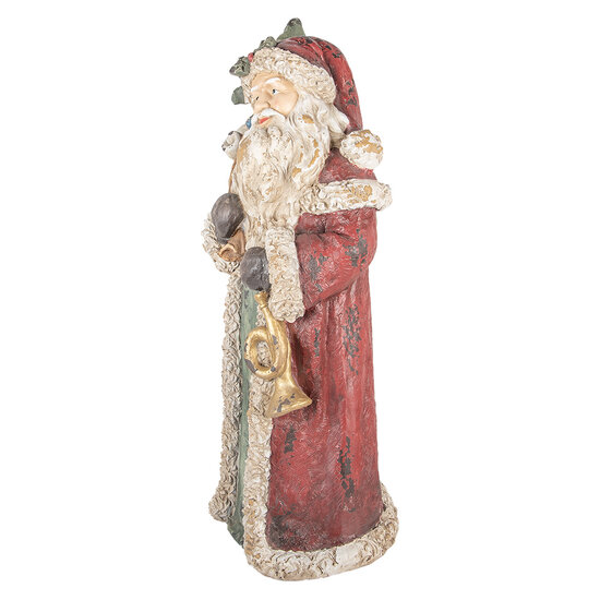 Clayre &amp; Eef | Kerstdecoratie Kerstman Rood Beige 35x28x83 cm | 5MG0091