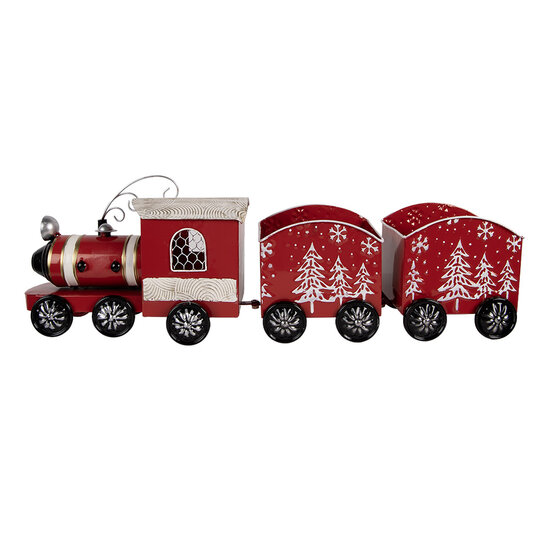 Clayre & Eef | Decoratie Trein Rood Wit 64x13x21 cm | 5Y1383
