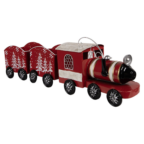 Clayre & Eef | Decoratie Trein Rood Wit 64x13x21 cm | 5Y1383