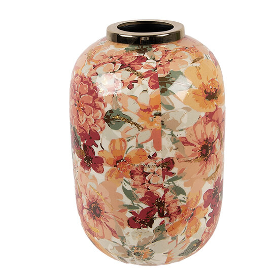 Clayre & Eef | Decoratie Vaas Beige Oranje ø 17x25 cm | 66388