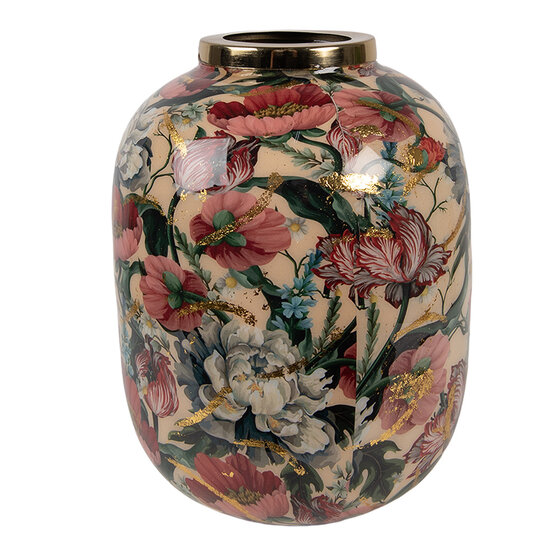 Clayre & Eef | Decoratie Vaas Beige Roze ø 17x22 cm | 66390
