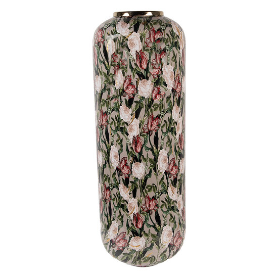Clayre & Eef | Decoratie Vaas Groen Roze ø 25x70 cm | 66391