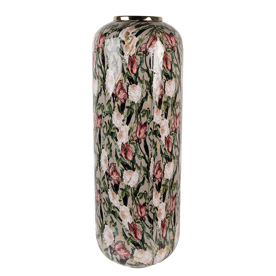 Clayre & Eef | Decoratie Vaas Groen Roze ø 25x70 cm | 66391