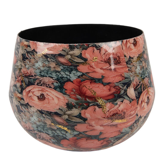 Clayre &amp; Eef | Decoratie Bloempot Roze Groen &oslash; 13x10 cm | 66394