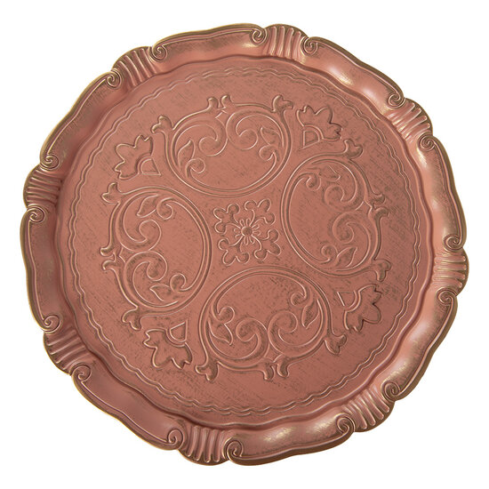 Clayre & Eef | Taartplateau op voet Roze Goudkleurig ø 32x15 cm | 66399