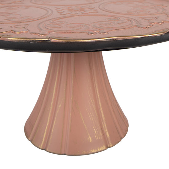 Clayre & Eef | Taartplateau op voet Roze Goudkleurig ø 32x15 cm | 66399
