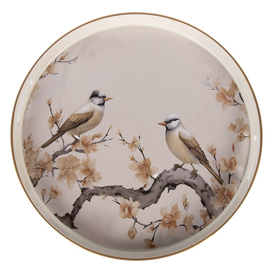 Clayre & Eef | Decoratief Dienblad Beige Bruin ø 46x4 cm | 66402