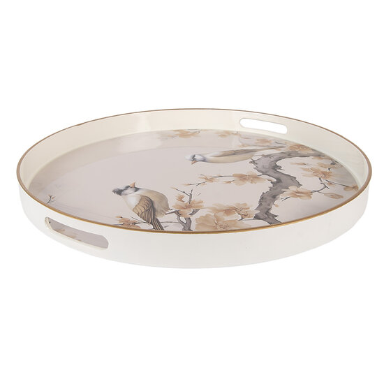 Clayre & Eef | Decoratief Dienblad Beige Bruin ø 46x4 cm | 66402