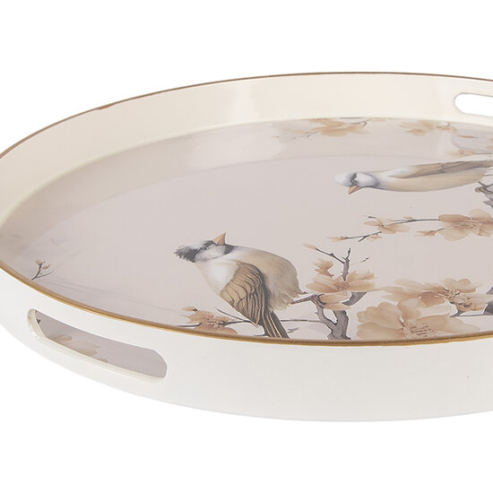 Clayre & Eef | Decoratief Dienblad Beige Bruin ø 46x4 cm | 66402