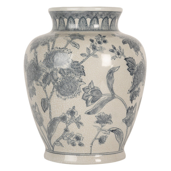 Clayre & Eef | Vaas Wit Blauw ø 23x29 cm | 6CE2076