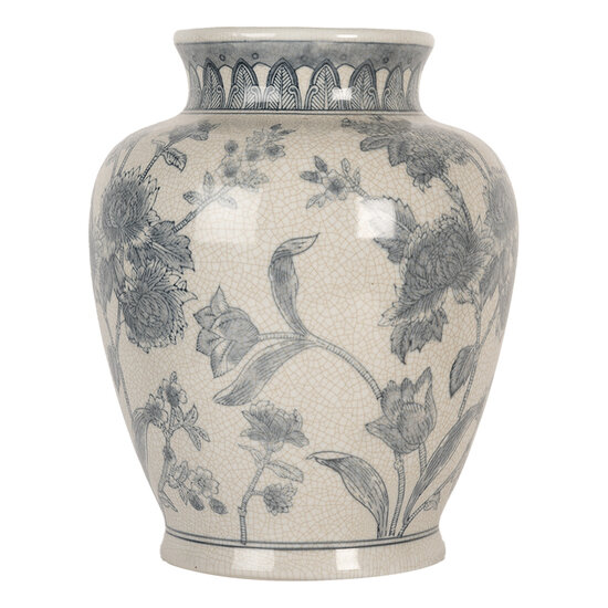 Clayre & Eef | Vaas Wit Blauw ø 23x29 cm | 6CE2076