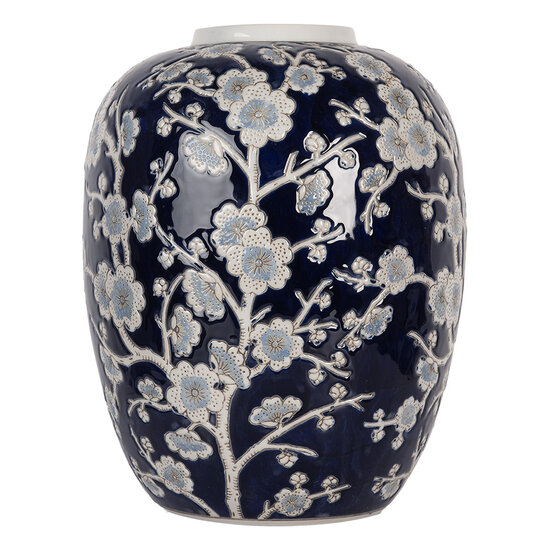 Clayre & Eef | Vaas Blauw Wit ø 24x30 cm | 6CE2083