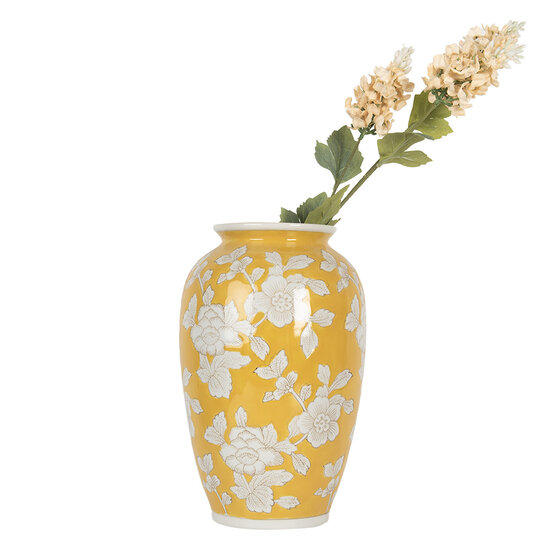 Clayre & Eef | Vaas Geel Wit ø 17x27 cm | 6CE2088