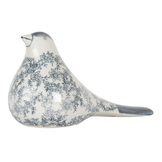 Clayre &amp; Eef | Decoratie beeld Vogel Wit Blauw 25x11x13 cm | 6CE2091