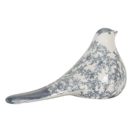 Clayre &amp; Eef | Decoratie beeld Vogel Wit Blauw 25x11x13 cm | 6CE2091