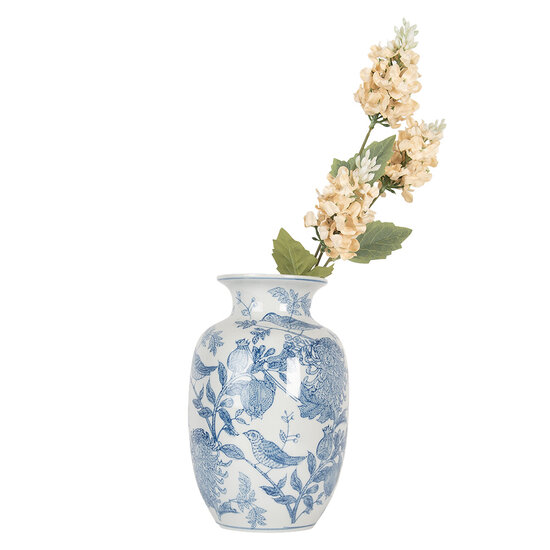 Clayre & Eef | Vaas Wit Blauw ø 14x23 cm | 6CE2100