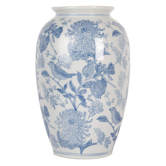 Clayre & Eef | Vaas Wit Blauw ø 17x27 cm | 6CE2102