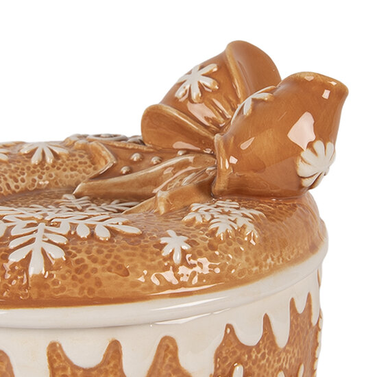 Clayre & Eef | Voorraadpot met deksel Bruin Beige ø 20x13 cm | 6CE2226