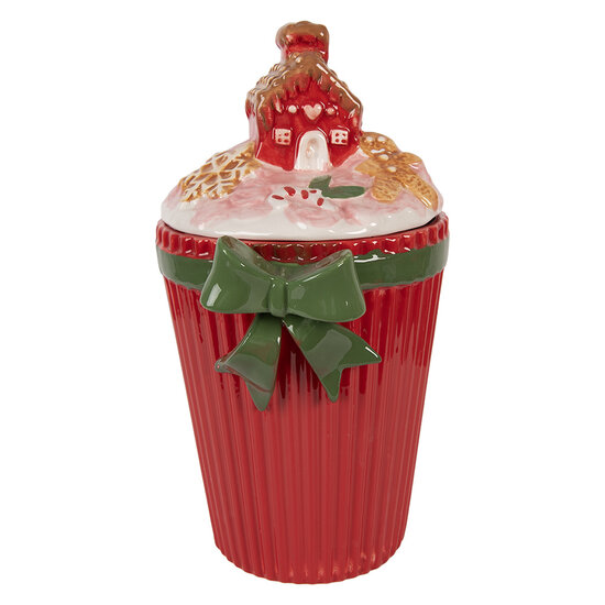 Clayre & Eef | Voorraadpot met deksel Rood Groen 16x14x27 cm | 6CE2227