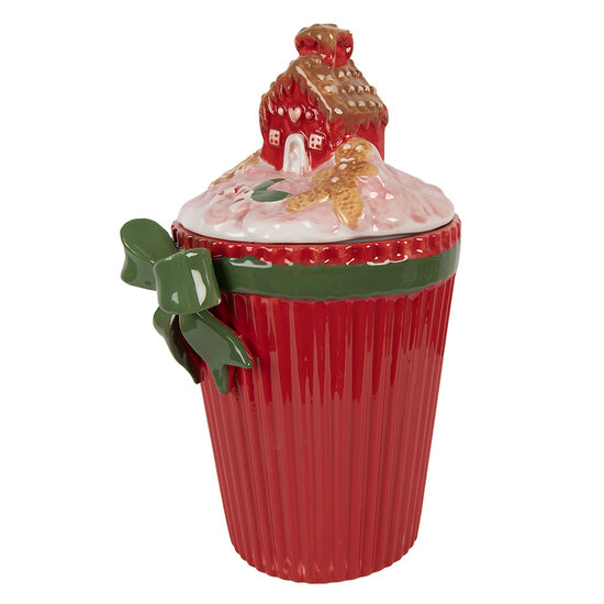 Clayre & Eef | Voorraadpot met deksel Rood Groen 16x14x27 cm | 6CE2227