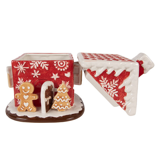 Clayre &amp; Eef | Voorraadpot met deksel Rood Wit &oslash; 22x28 cm | 6CE2228
