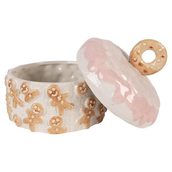 Clayre & Eef | Voorraadpot met deksel Wit Bruin ø 18x18 cm | 6CE2232