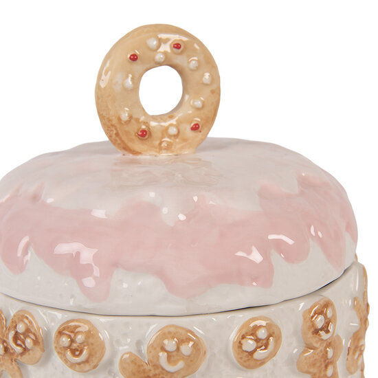 Clayre & Eef | Voorraadpot met deksel Wit Bruin ø 18x18 cm | 6CE2232