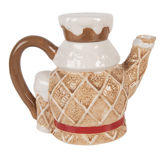 Clayre & Eef | Theepot Bruin Wit 22x12x18 cm / 900 ml | 6CETE0185