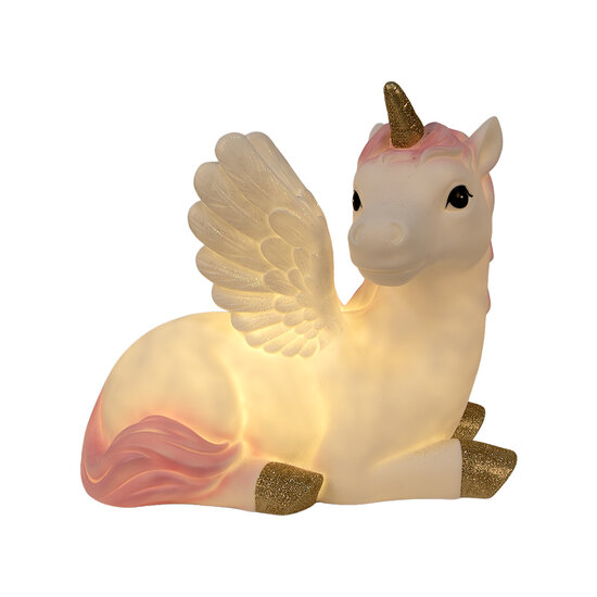 Clayre & Eef | Nachtlampje Eenhoorn LED Wit Roze 41x25x40 cm | 6LMP804
