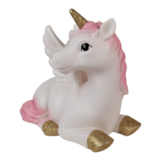 Clayre & Eef | Nachtlampje Eenhoorn LED Wit Roze 41x25x40 cm | 6LMP804