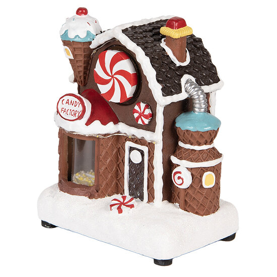 Clayre & Eef | Decoratie Huis met LED Bruin Wit 15x11x19 cm / 3xAA | 6PR5869