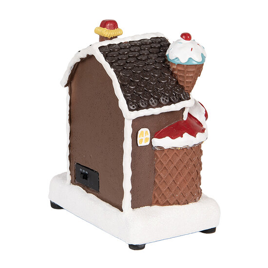 Clayre & Eef | Decoratie Huis met LED Bruin Wit 15x11x19 cm / 3xAA | 6PR5869