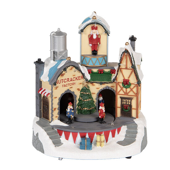 Clayre & Eef | Decoratie Huis met LED Wit Bruin 20x17x23 cm / 3xAA | 6PR5871