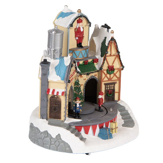 Clayre & Eef | Decoratie Huis met LED Wit Bruin 20x17x23 cm / 3xAA | 6PR5871