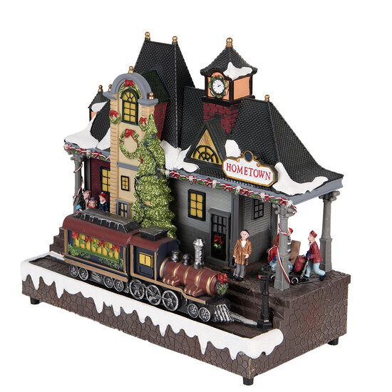 Clayre & Eef | Decoratie Trein met LED Bruin Groen 32x16x30 cm / 3xAA | 6PR5873