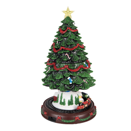 Clayre & Eef | Kerstdecoratie Kerstboom met LED Groen Rood ø 24x46 cm / 3xAA | 6PR5874