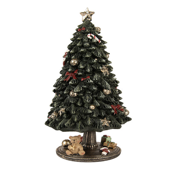 Clayre & Eef | Muziekdoos Kerstboom Groen Goudkleurig ø 13x23 cm | 6PR5875
