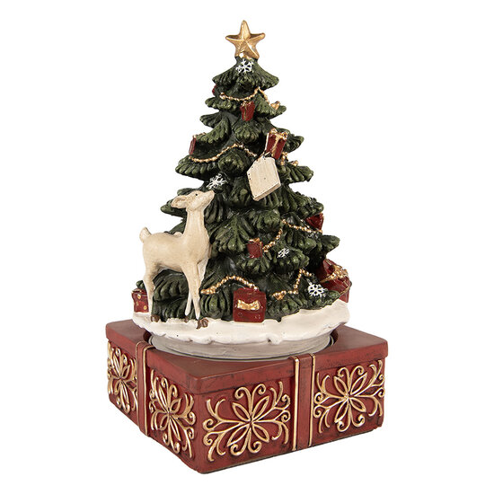 Clayre & Eef | Muziekdoos Kerstboom Groen Rood ø 11x19 cm | 6PR5878