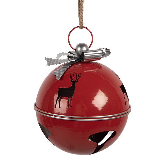 Clayre & Eef | Bel Decoratief Rood Zilverkleurig ø 24x28 cm | 6Y5902