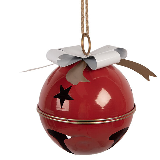 Clayre & Eef | Bel Decoratief Rood Wit ø 25x30 cm | 6Y5905