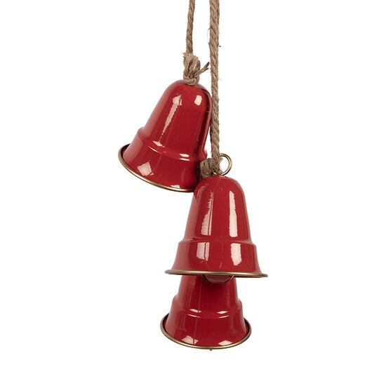 Clayre & Eef | Decoratie Hanger Rood Goudkleurig 11x11x48 cm | 6Y5910