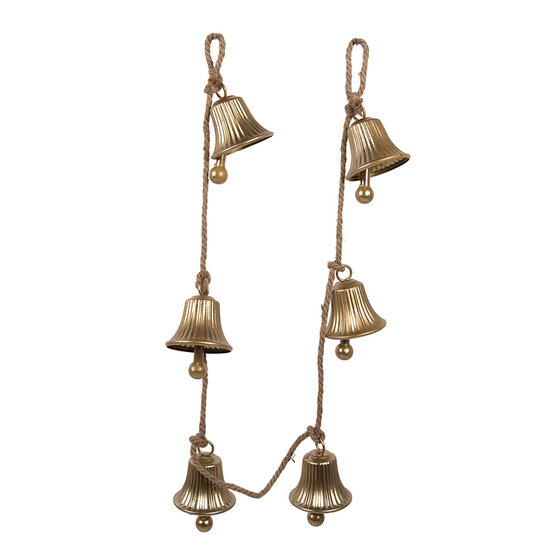 Clayre & Eef | Decoratie Hanger Bellen Goudkleurig 9x9x140 cm | 6Y5911