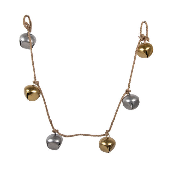 Clayre & Eef | Decoratie Hanger Bellen Goudkleurig Zilverkleurig 8x8x135 cm | 6Y5912