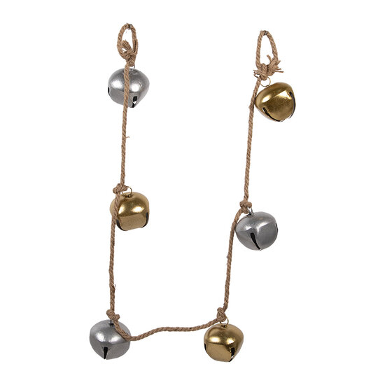Clayre & Eef | Decoratie Hanger Bellen Goudkleurig Zilverkleurig 8x8x135 cm | 6Y5912