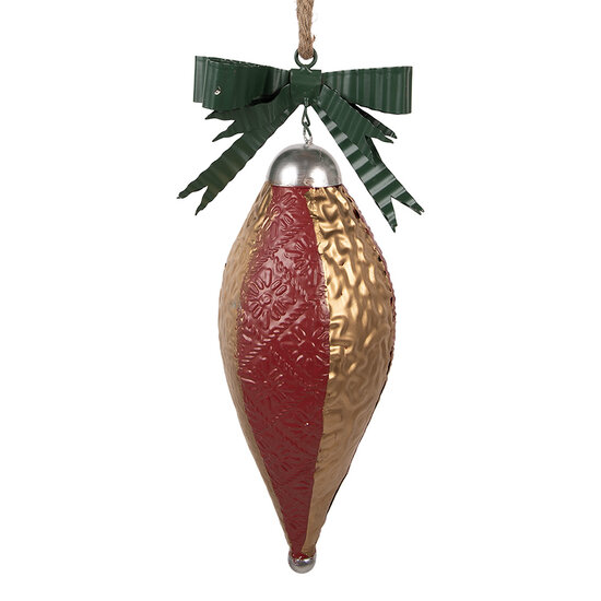 Clayre &amp; Eef | Kerstbal Rood Goudkleurig 15x12x36 cm | 6Y5926