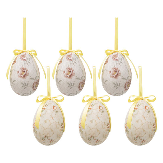 Clayre & Eef | Decoratie Hanger Ei (set 6) Meerkleurig ø 7x10 cm | 65908