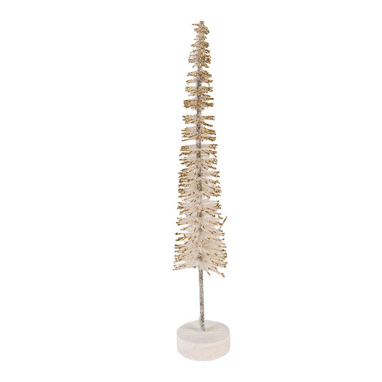 Clayre & Eef | Decoratie Kerstboom Beige Goudkleurig ø 5x25 cm | 66315BE