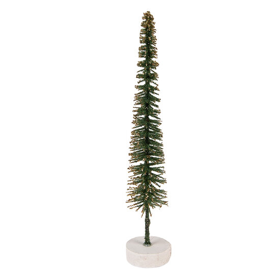 Clayre & Eef | Decoratie Kerstboom Groen Goudkleurig ø 5x25 cm | 66315GR