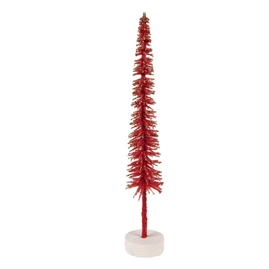 Clayre & Eef | Decoratie Kerstboom Rood Goudkleurig ø 5x25 cm | 66315R